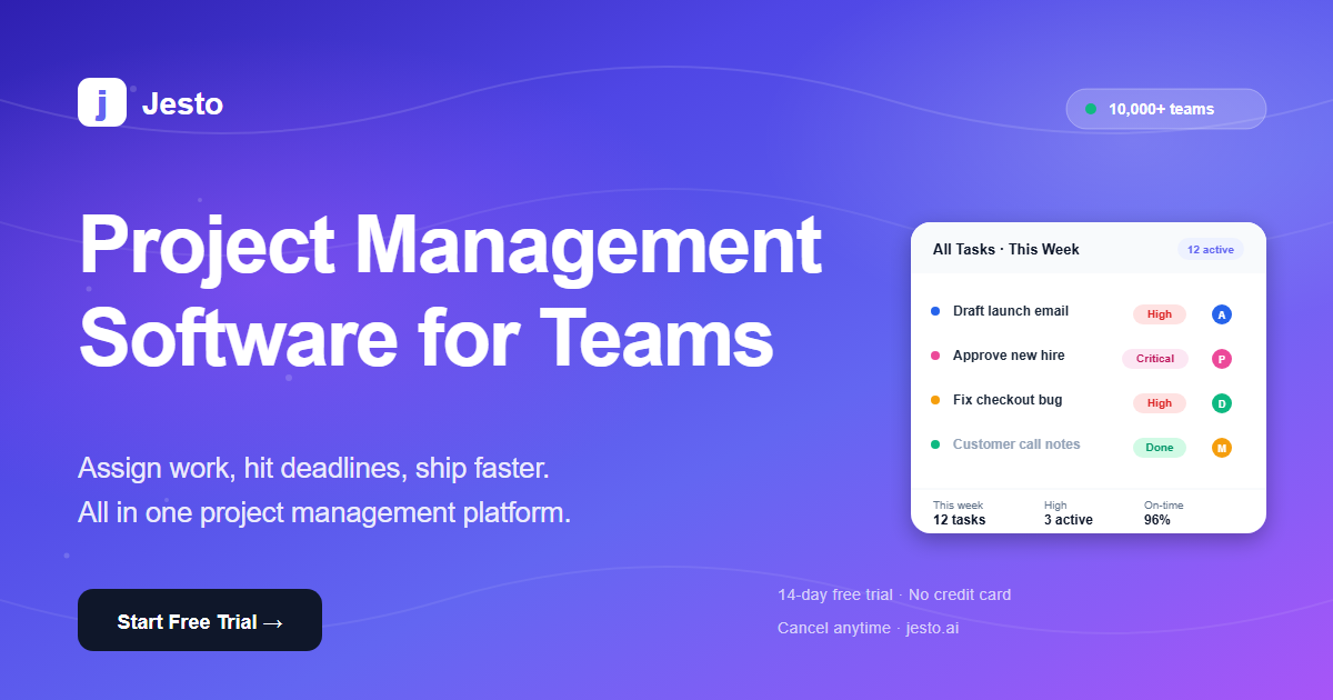 Separate Project Project Management Software for Teams | Jesto