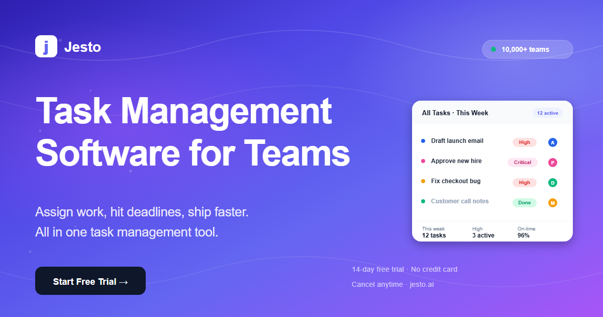 Handheld Task Management Devices Task Management Software | Task Management Tool for Teams | Jesto